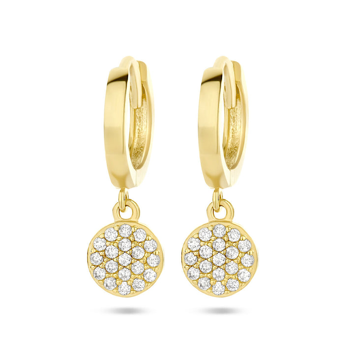 klapoorringen zirkonia 14K geelgoud