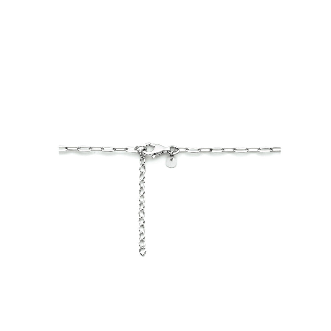 Halskette Büroklammer Flachrohr 2,5 mm 40 + 4 cm Silber rhodiniert