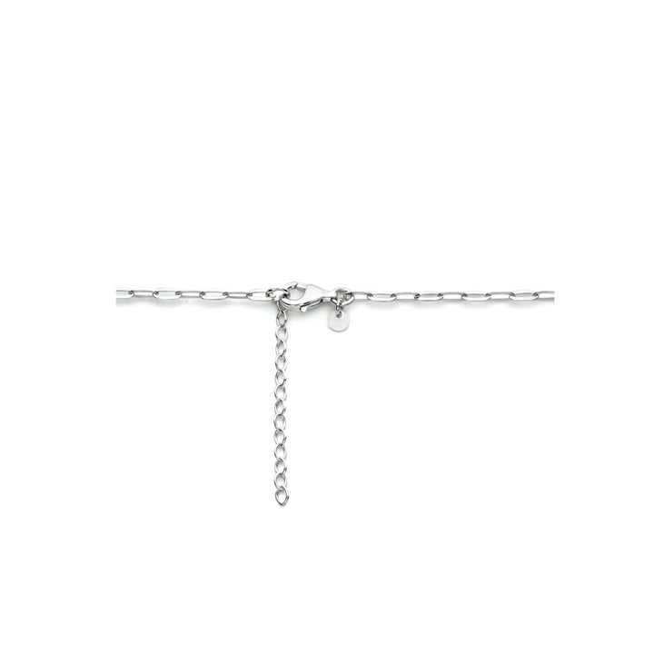 Halskette Büroklammer Flachrohr 2,5 mm 40 + 4 cm Silber rhodiniert