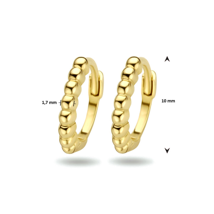 1test klapoorringen bolletjes 14K geelgoud
