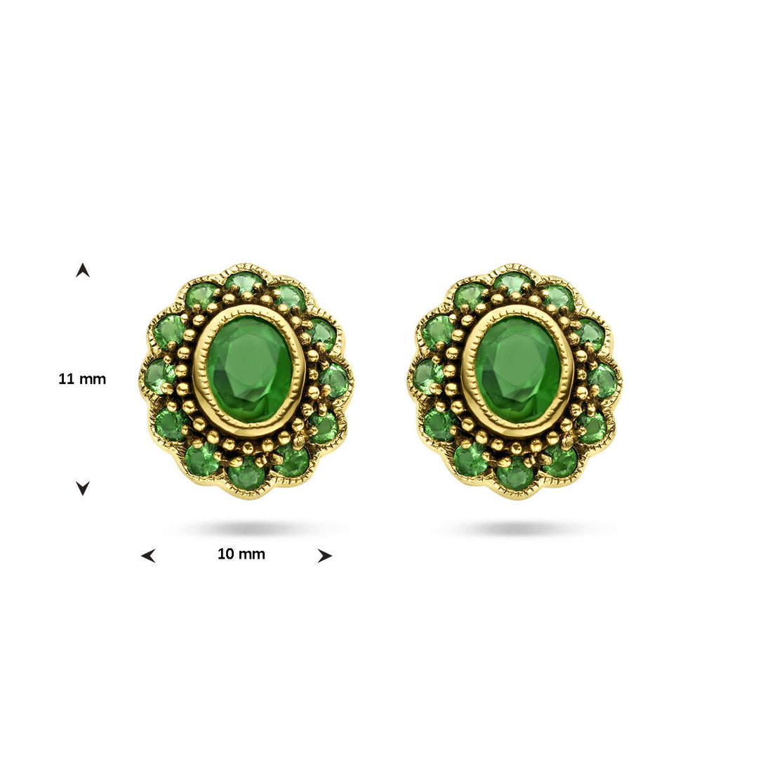 oorknoppen smaragd 14K geelgoud