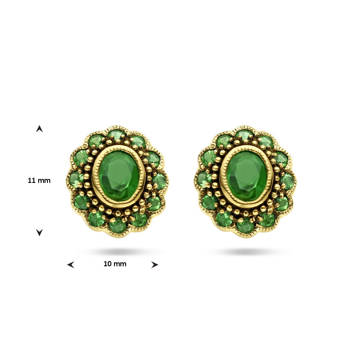 oorknoppen smaragd 14K geelgoud