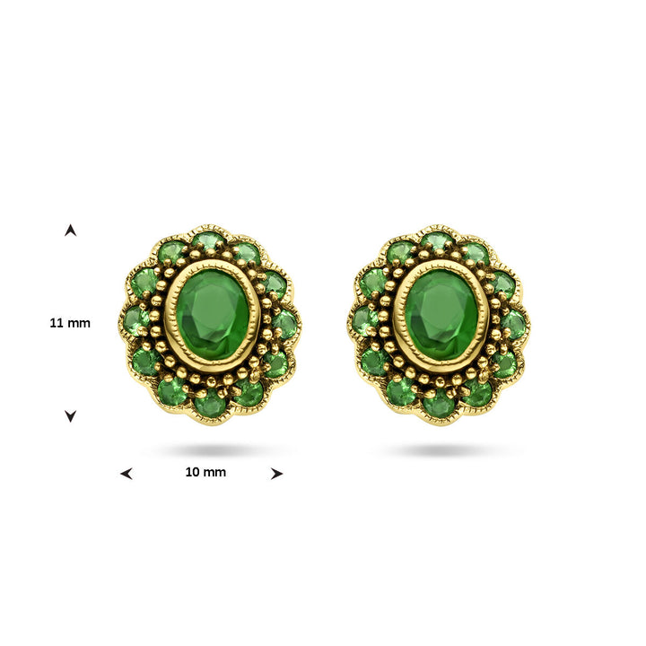 oorknoppen smaragd 14K geelgoud