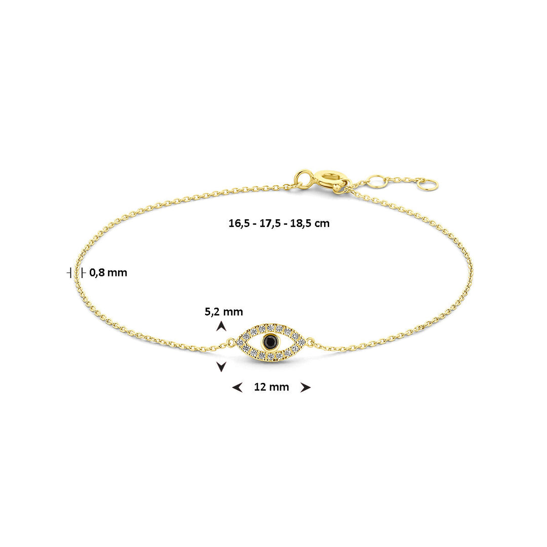 Gold bracelet ladies evil eye zirconia 14K