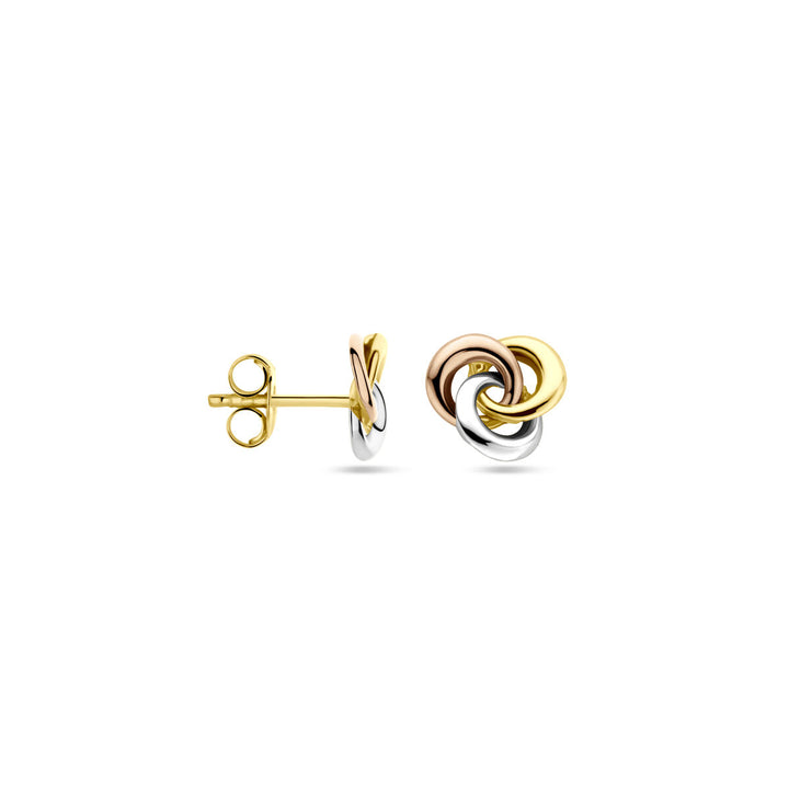 oorknoppen 7 mm 14K tricolor goud