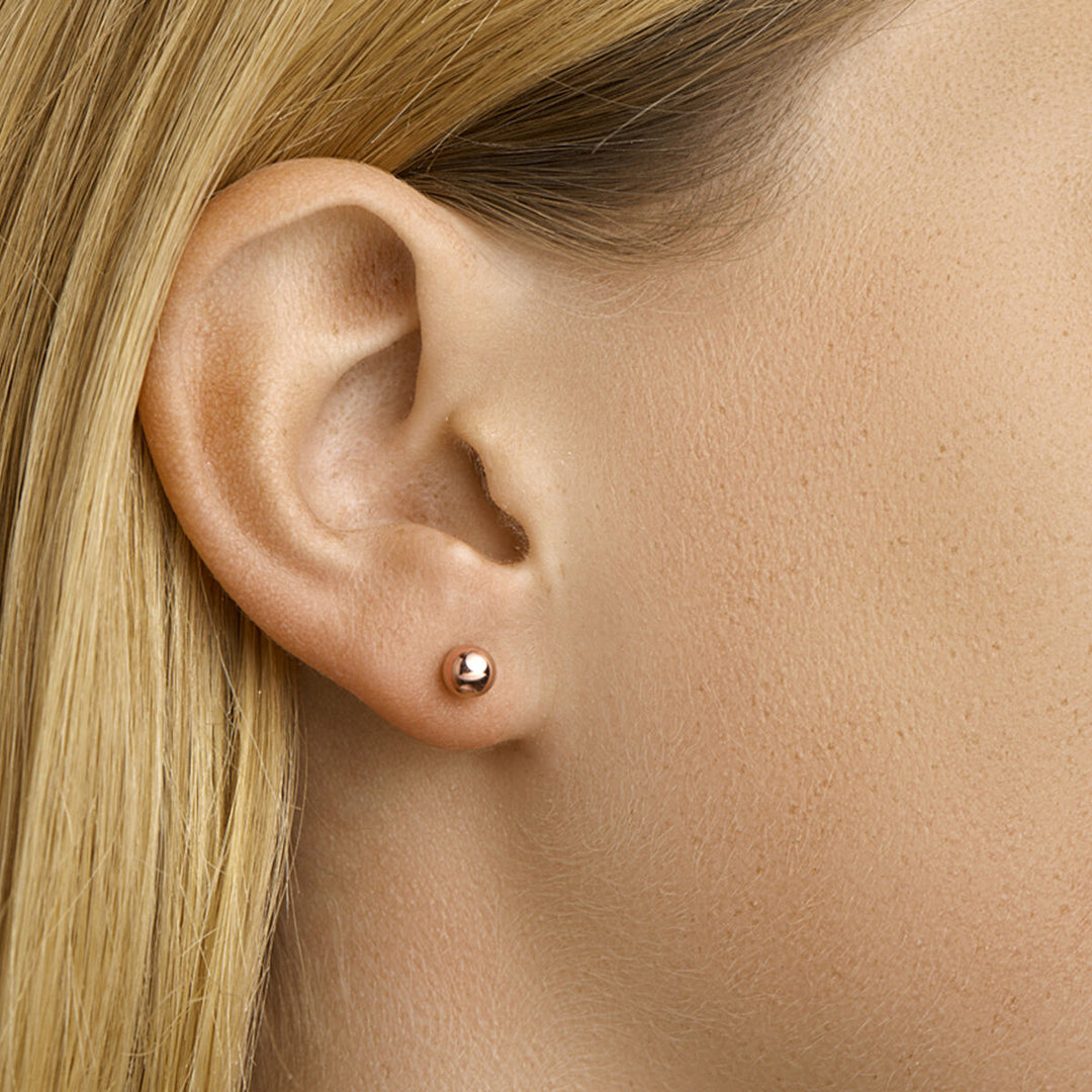 Rose gold ball ear studs 14K