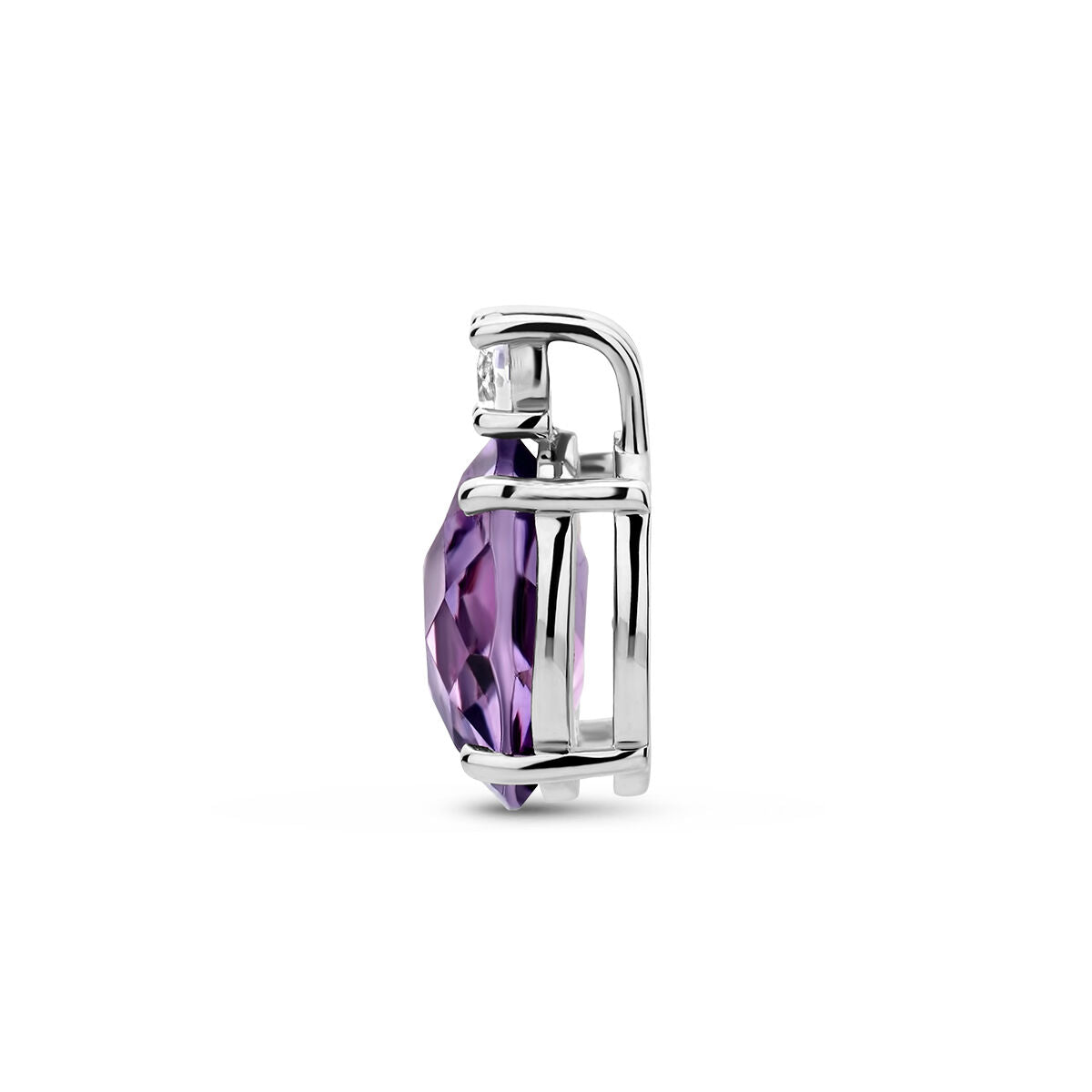 pendant amethyst and zirconia silver rhodium plated
