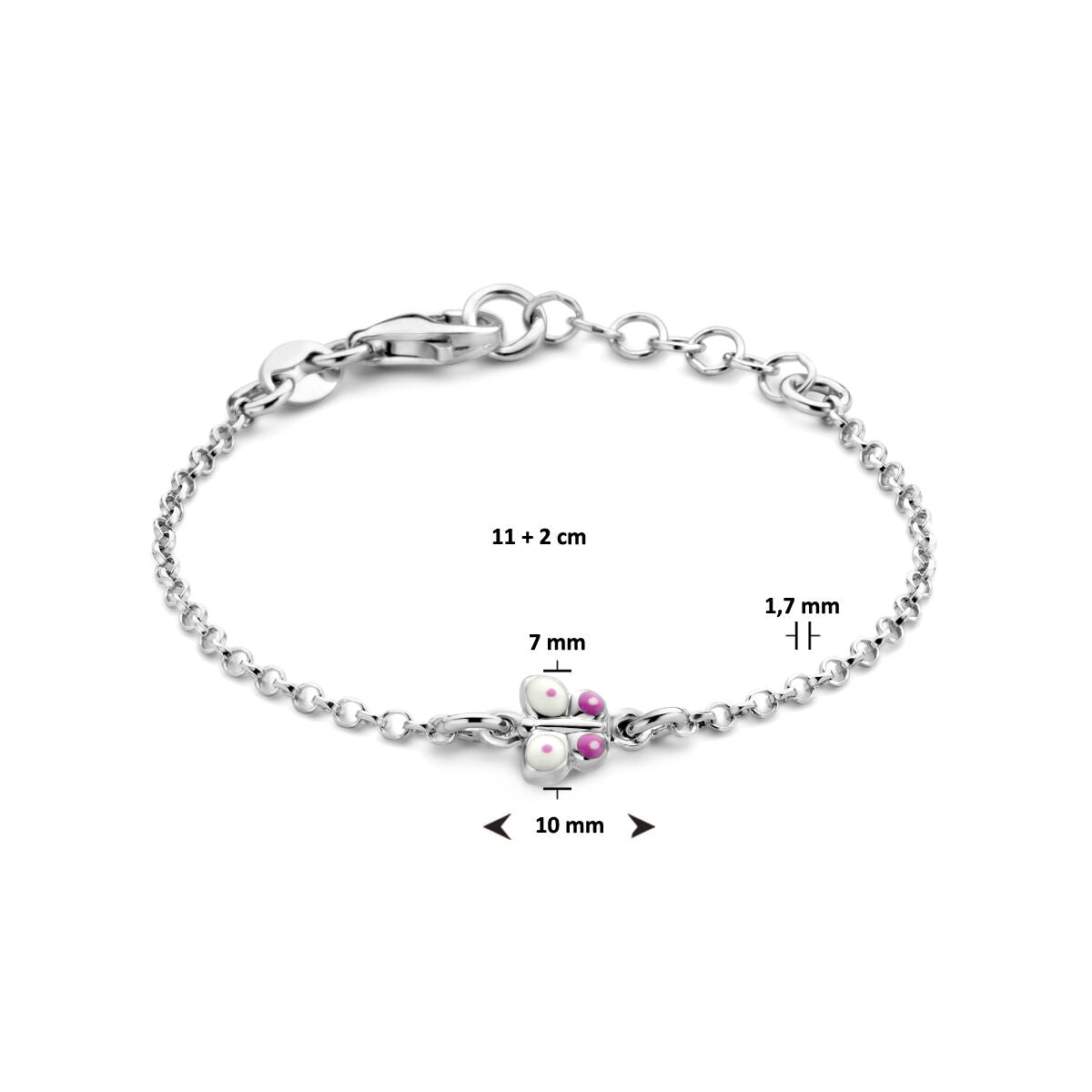 bracelet butterfly 11 + 2 cm silver rhodium plated