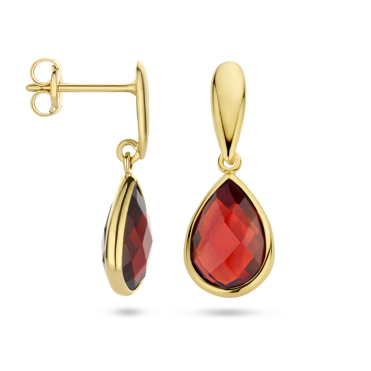 oorhangers granaat 14K geelgoud