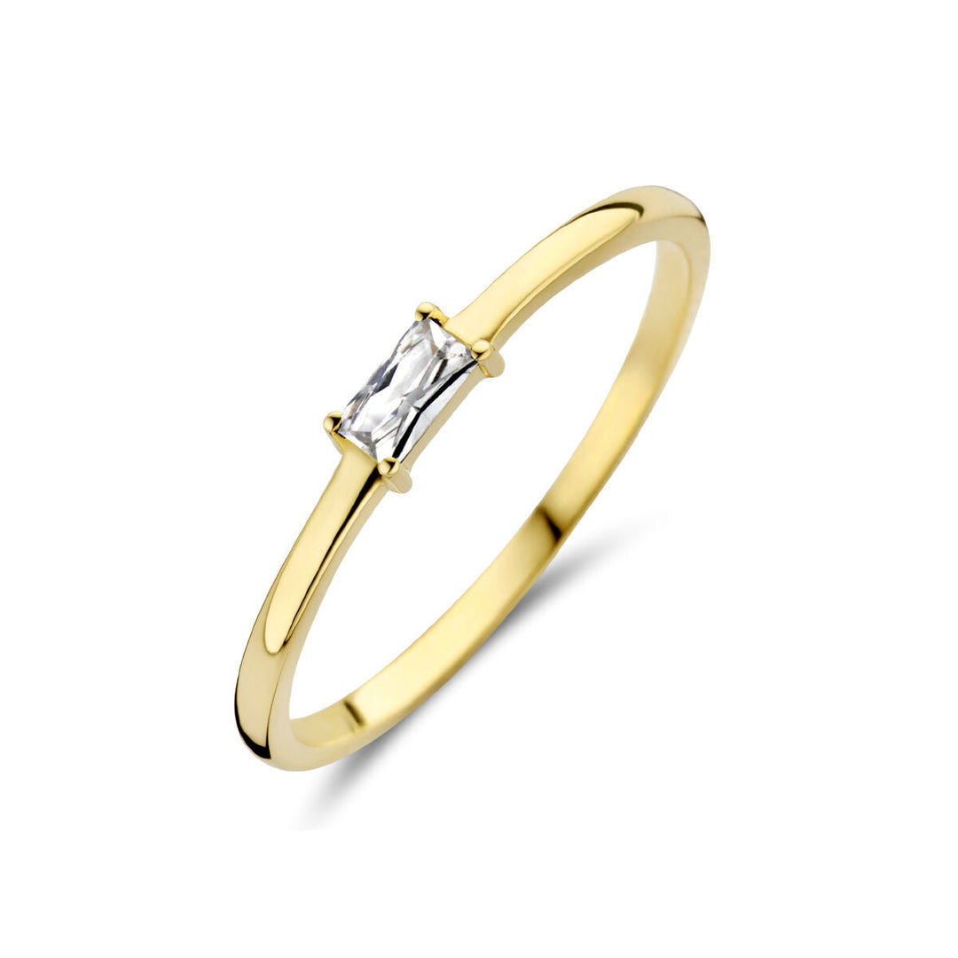 ring with birthstone zirconia April 14K yellow gold