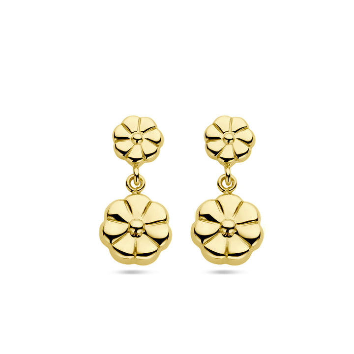 flower earrings 14K yellow gold