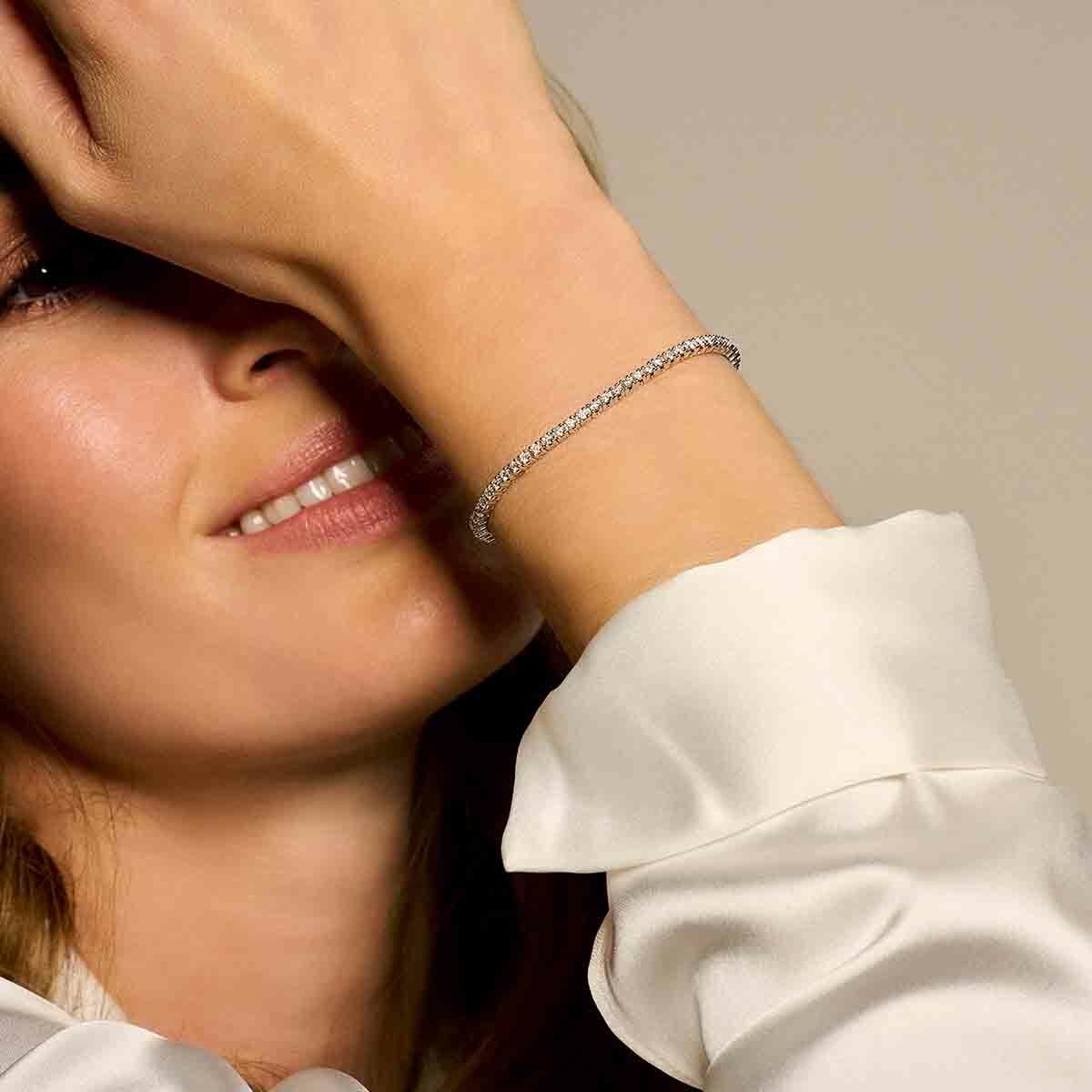 tennis bracelet diamond 1.00ct h si 2.0 mm 17.5 cm 14K yellow gold