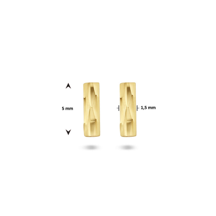 stud earrings, diamond-coated 14K yellow gold