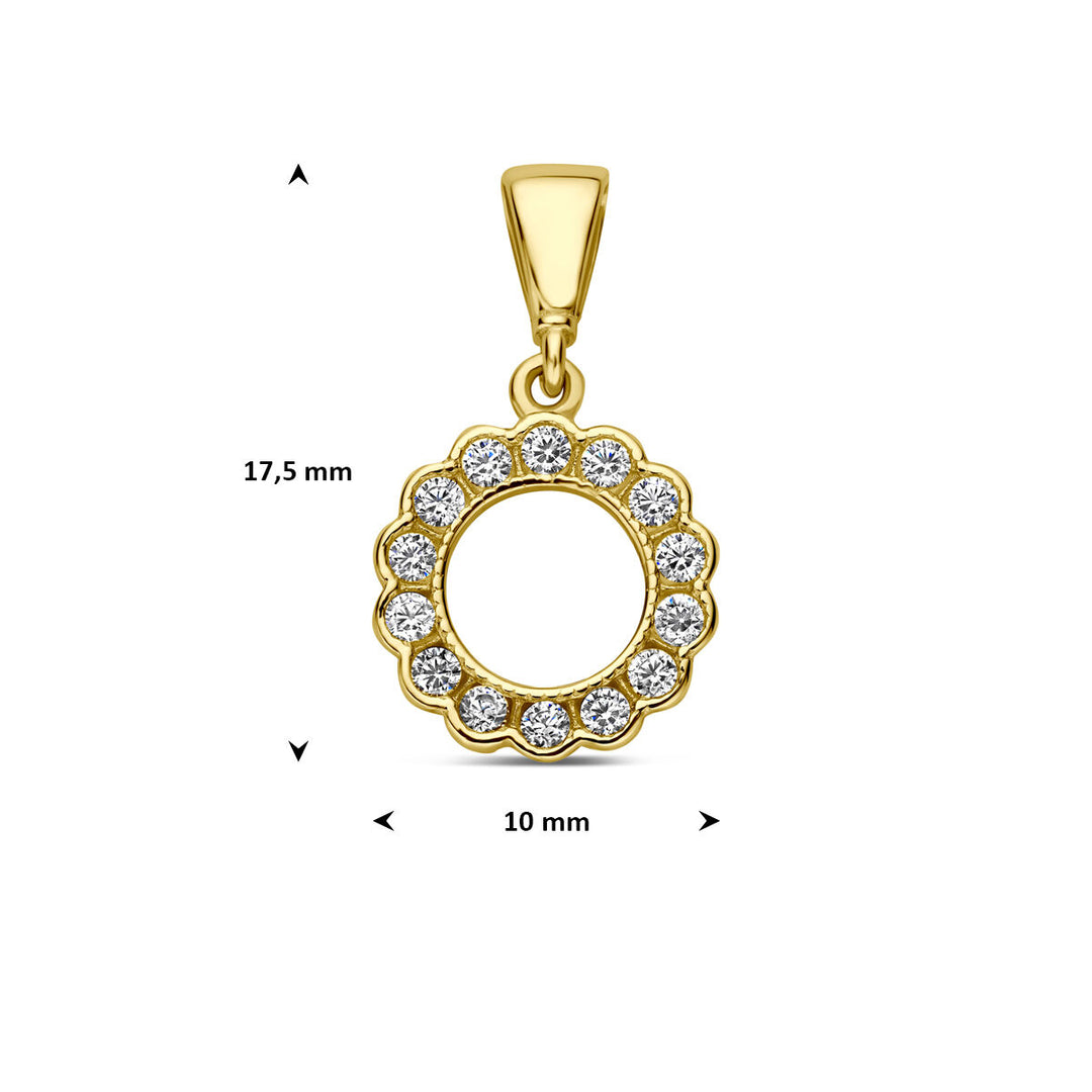 9k Geelgouden Ketting met Hanger Zirkonia Rond