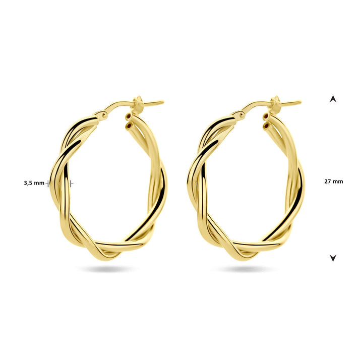 earrings 3.5 mm twisted tube 1 micron silver gold plated (yellow)