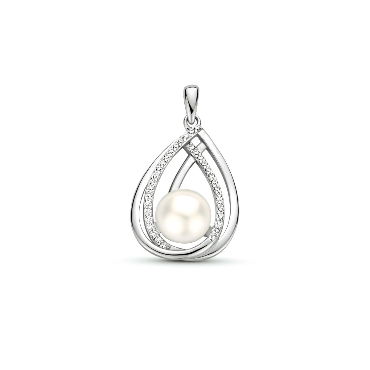pendant pearl zirconia silver rhodium plated