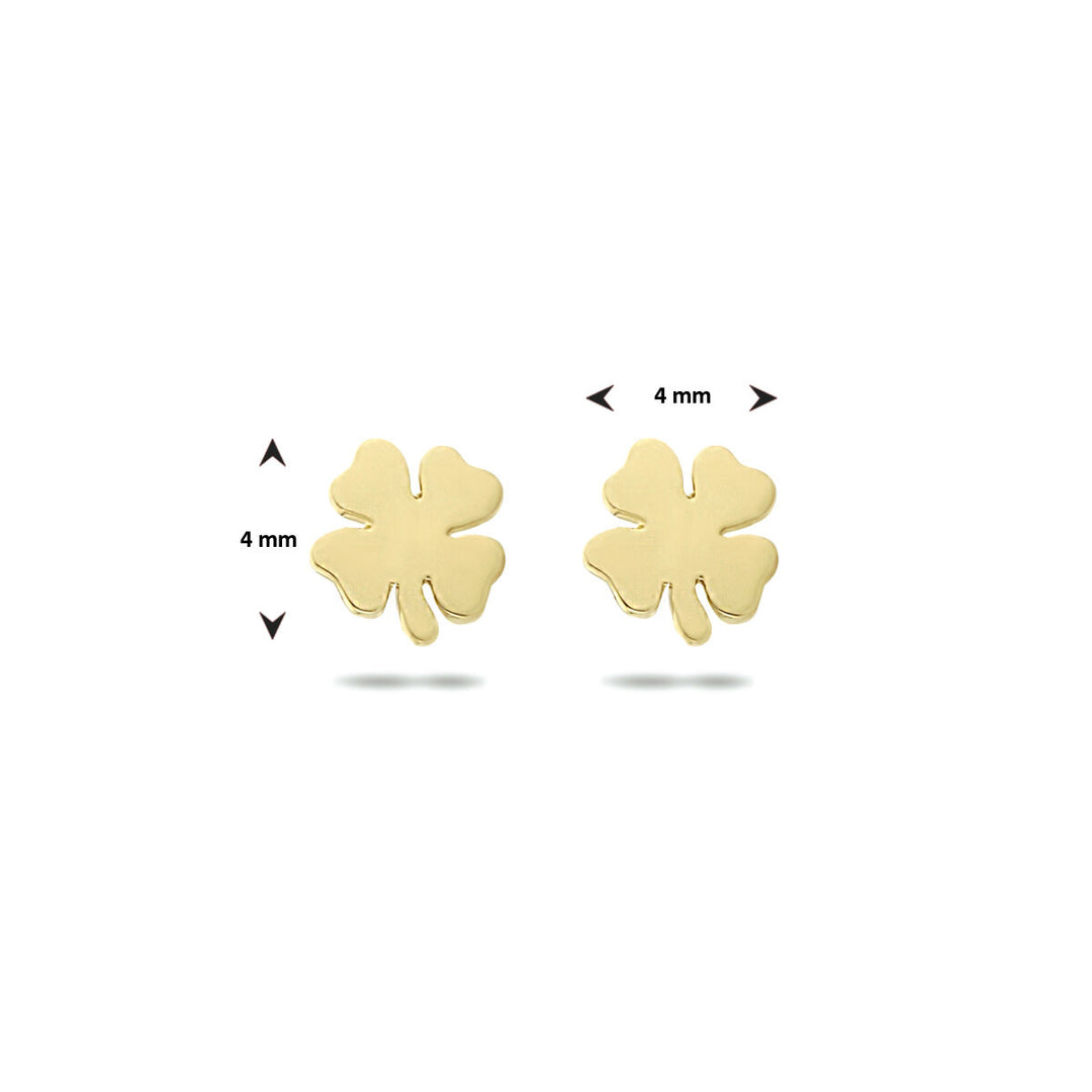 oorknoppen klaver 14K geelgoud