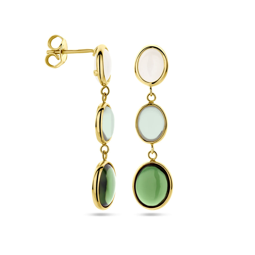 earrings natural colored stones 14K yellow gold