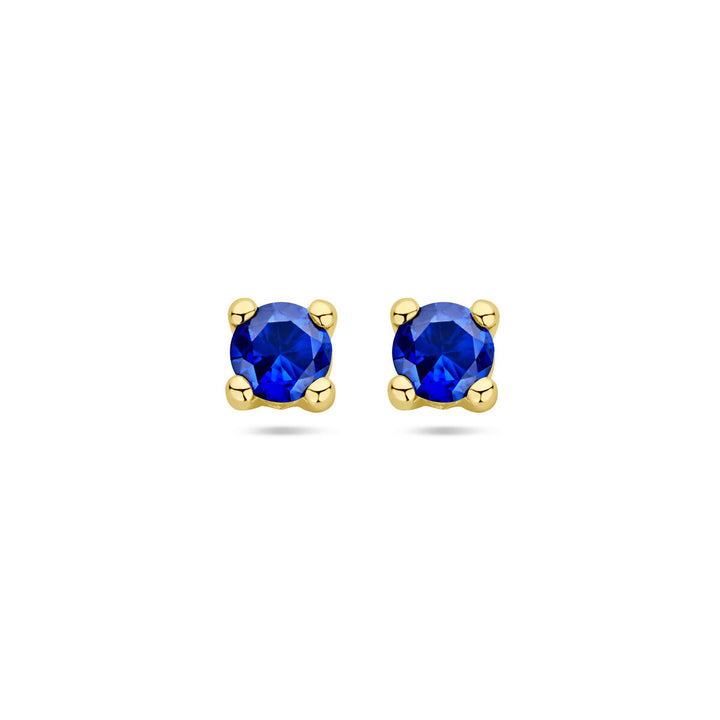ear studs synth. sapphire 14K yellow gold