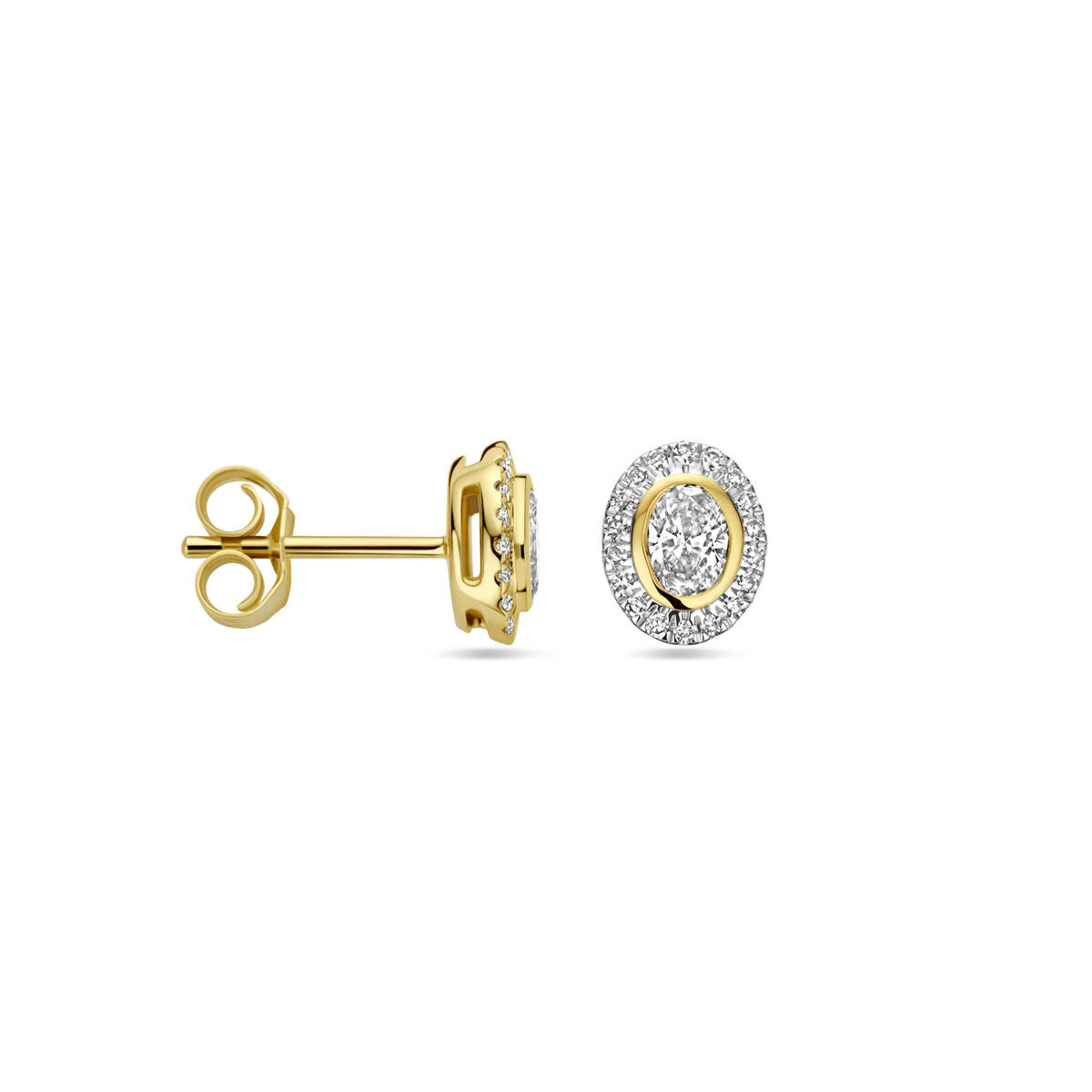 oorknoppen diamant 0.50ct (2x 0.25ct) h si 7,5 mm 14K geelgoud