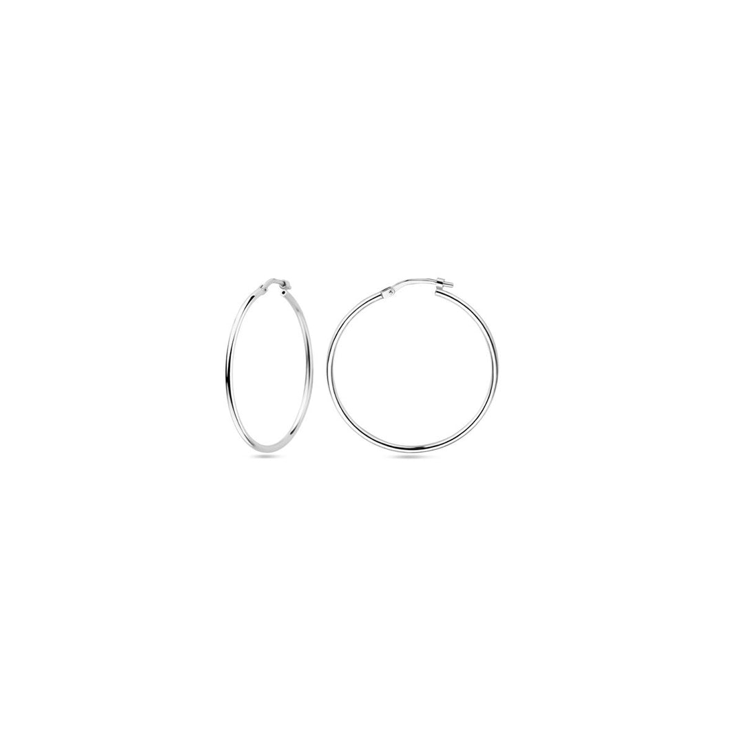 earrings round tube 1.5 mm silver rhodium plated