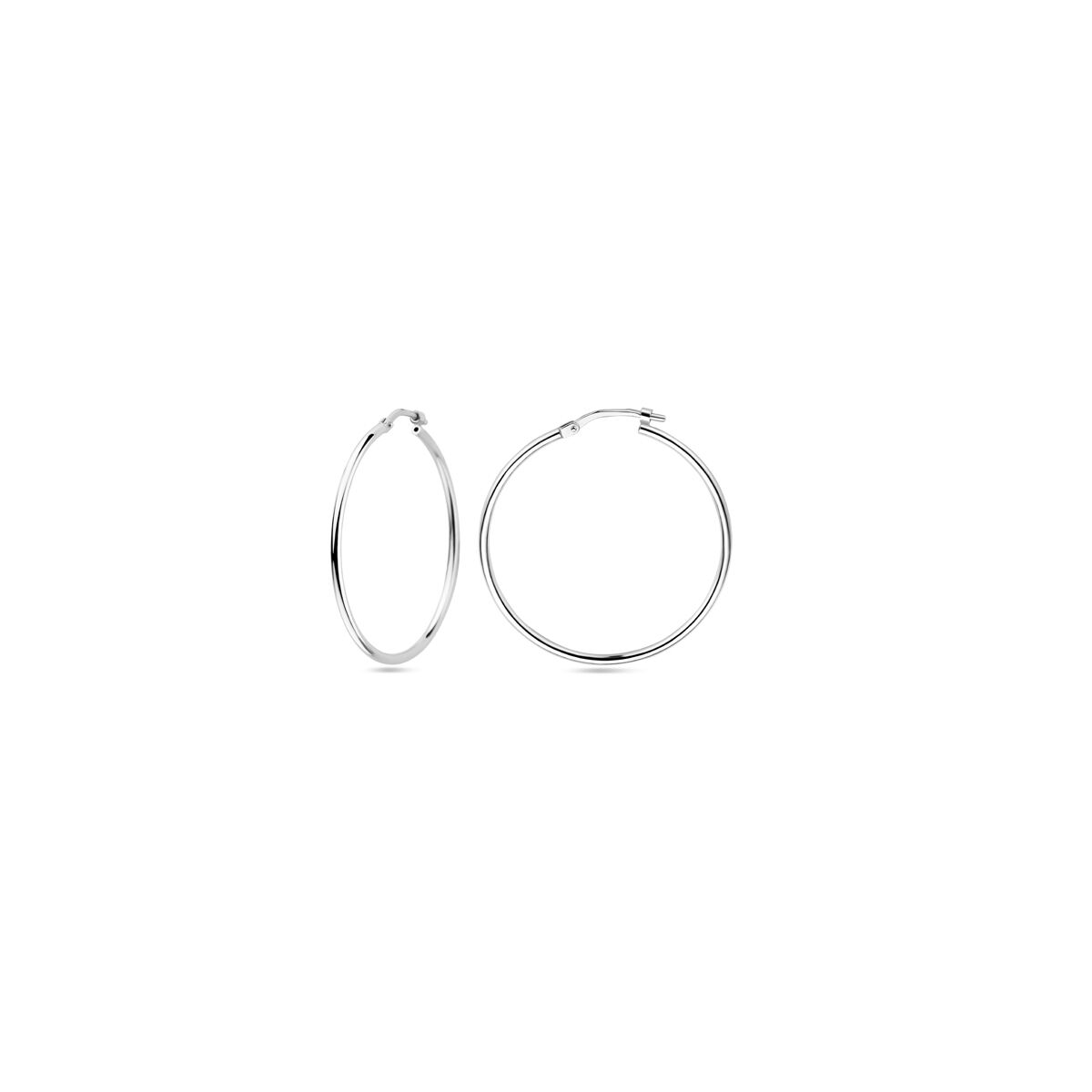 earrings round tube 1.5 mm silver rhodium plated