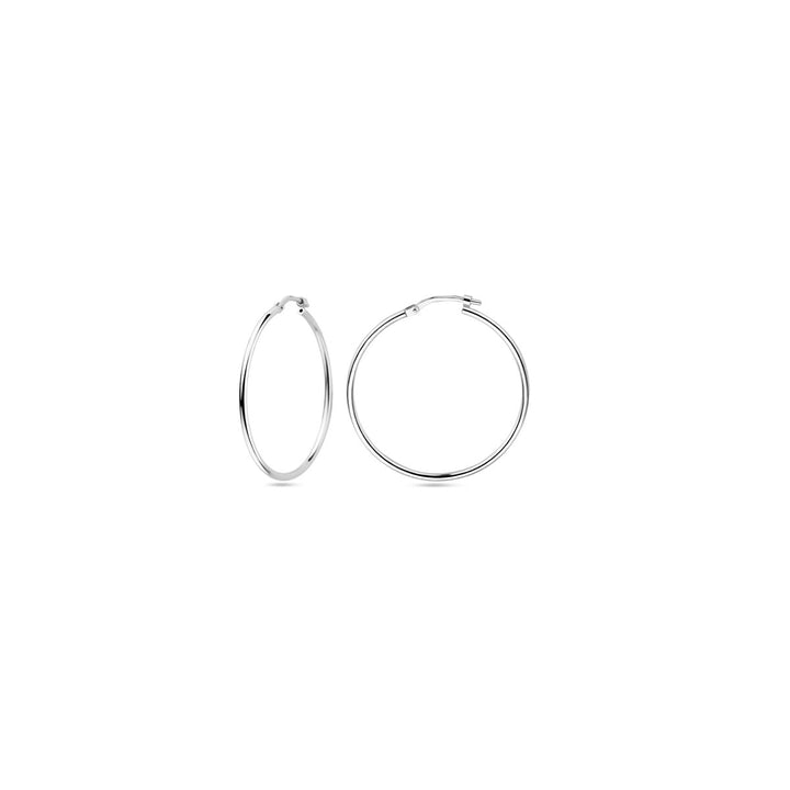 earrings round tube 1.5 mm silver rhodium plated