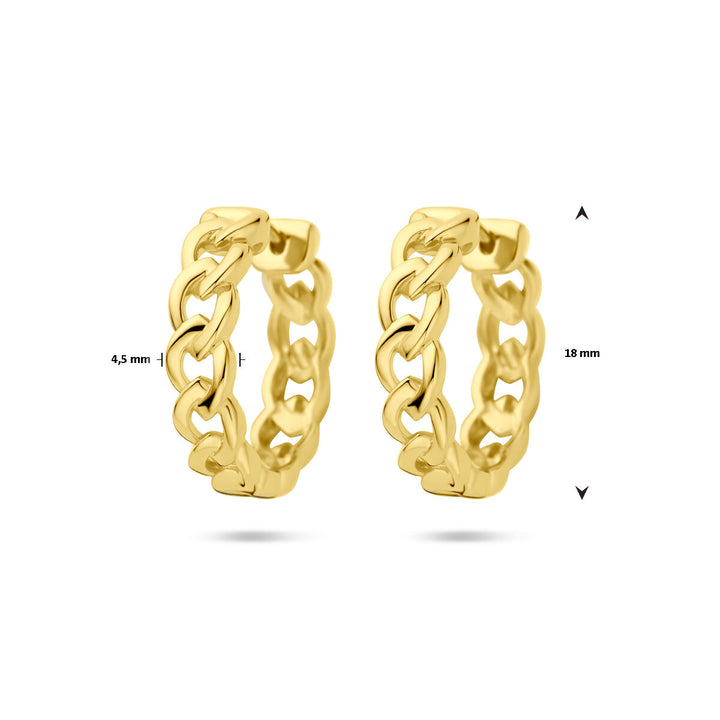 klapoorringen schakelmotief 18mm 1 micron zilver verguld (geel)