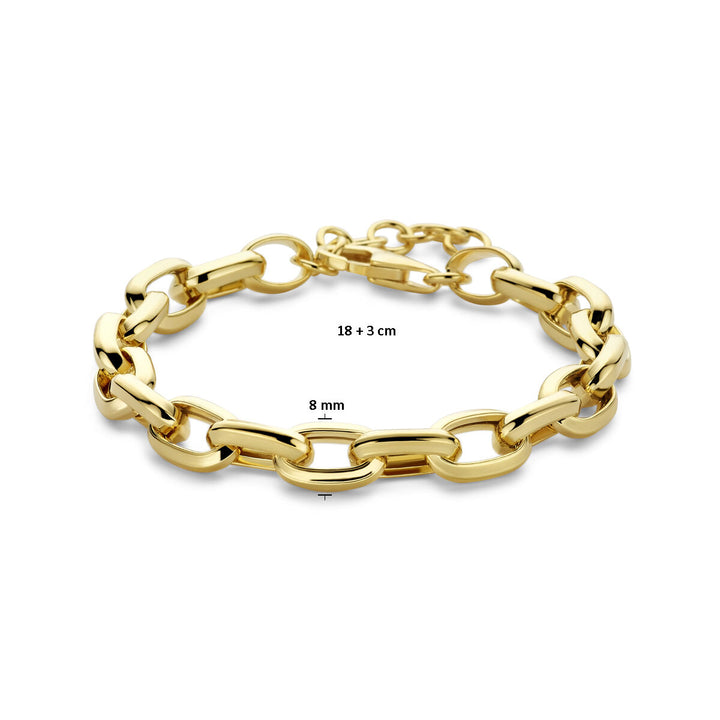 bracelet anchor 8 mm 18 + 3 cm 3 micron silver gold plated (yellow)