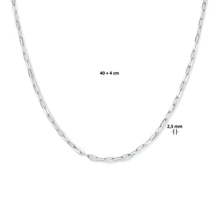 Halskette Büroklammer Flachrohr 2,5 mm 40 + 4 cm Silber rhodiniert