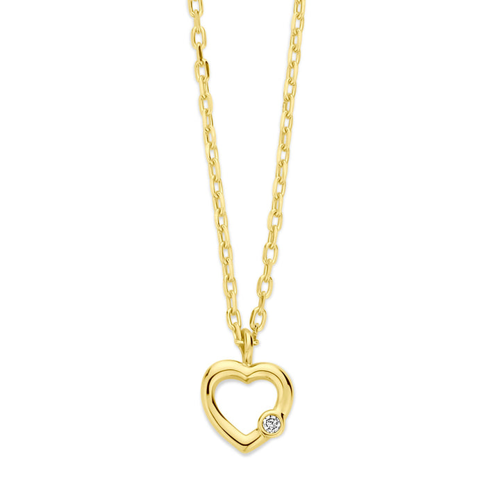 Gold ladies necklace heart and diamond 14K