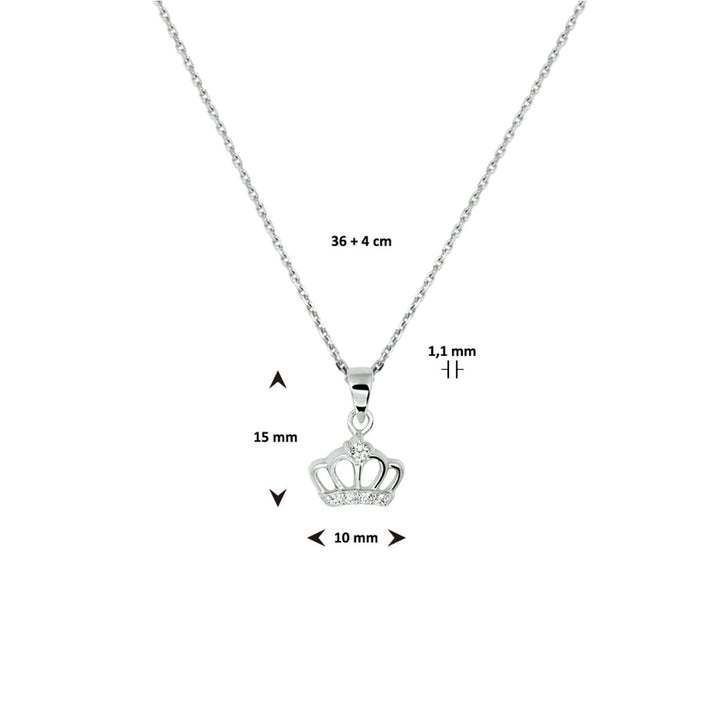 necklace crown zirconia 36 + 4 cm silver rhodium plated