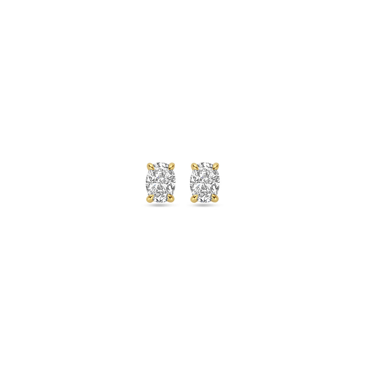 Oorknoppen van 14K geelgoud met lab-grown diamanten van 0,5 ct (2x 0,25 ct) in een vierkante zetting.