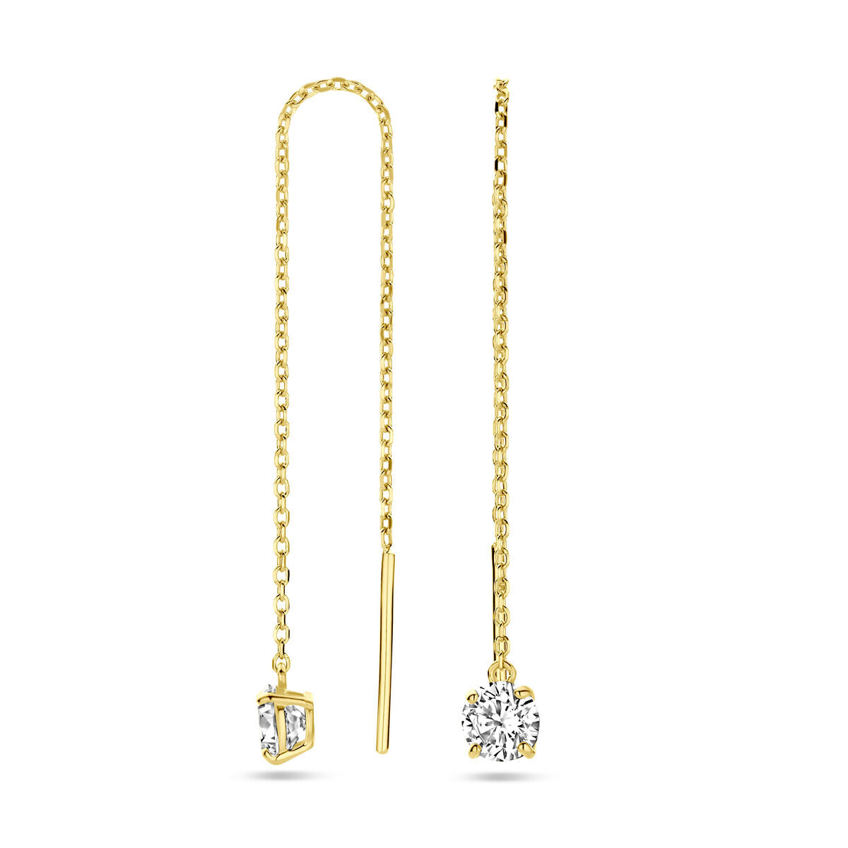 pull-through earrings zirconia 14K yellow gold