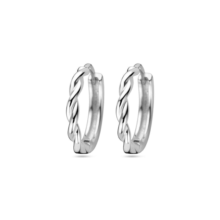 drop earrings twisted tube silver rhodium plated