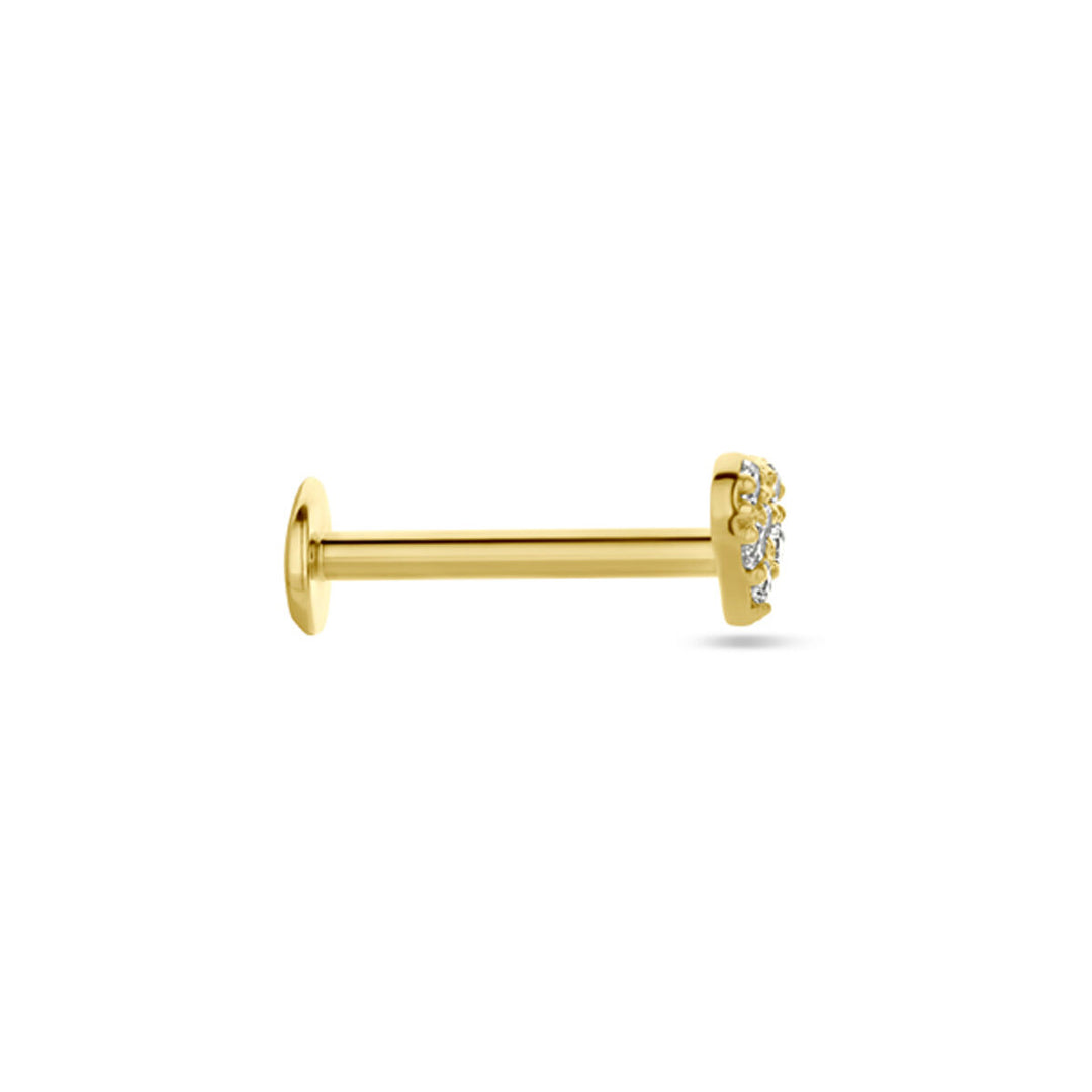flat back piercing hartje zirkonia 3,5 mm 14K geelgoud