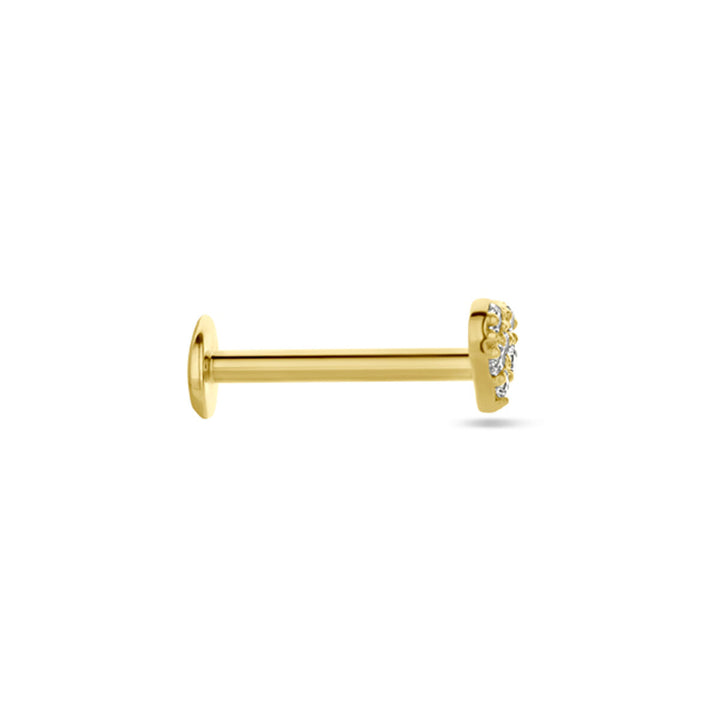 flat back piercing hartje zirkonia 3,5 mm 14K geelgoud