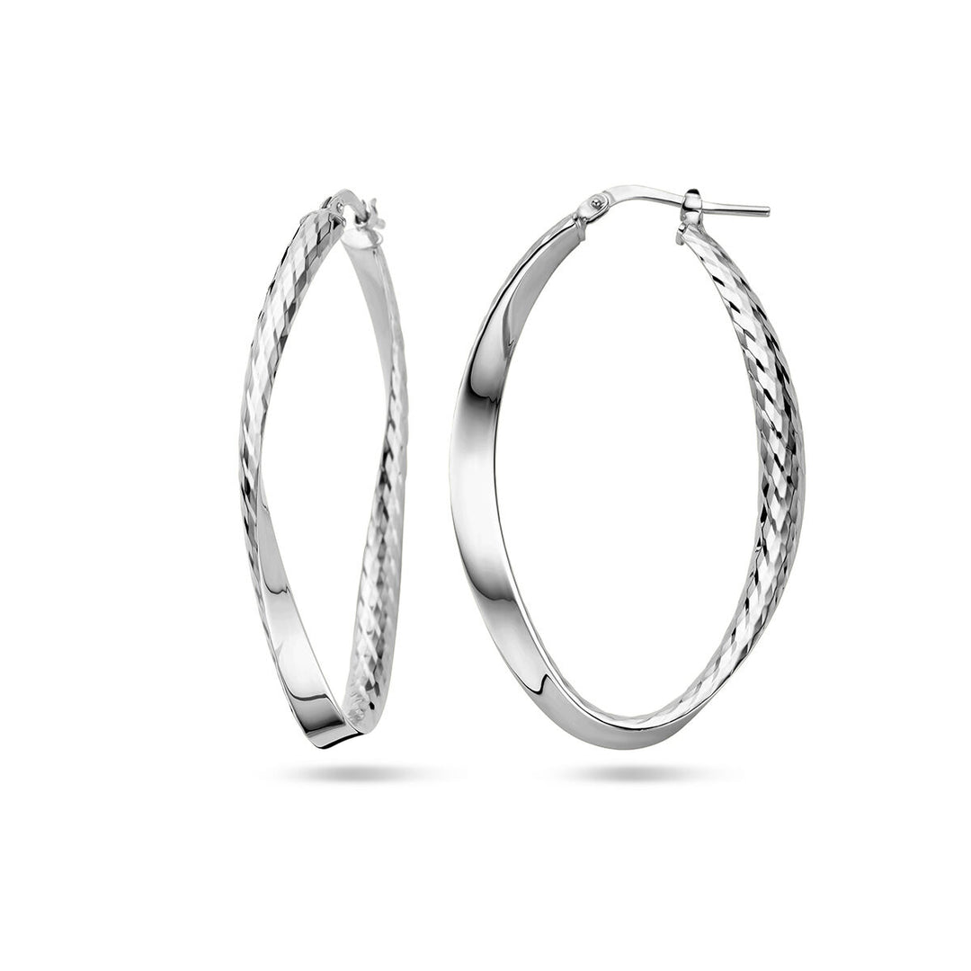 earrings twisted diamond-plated silver rhodium-plated