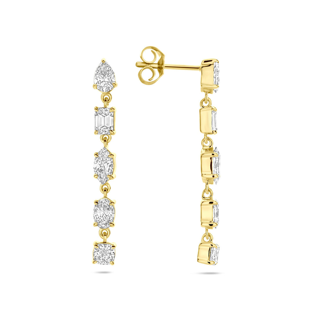 oorhangers lab grown diamant 2.00ct (2x 1.00ct) h si 30 mm 14K geelgoud