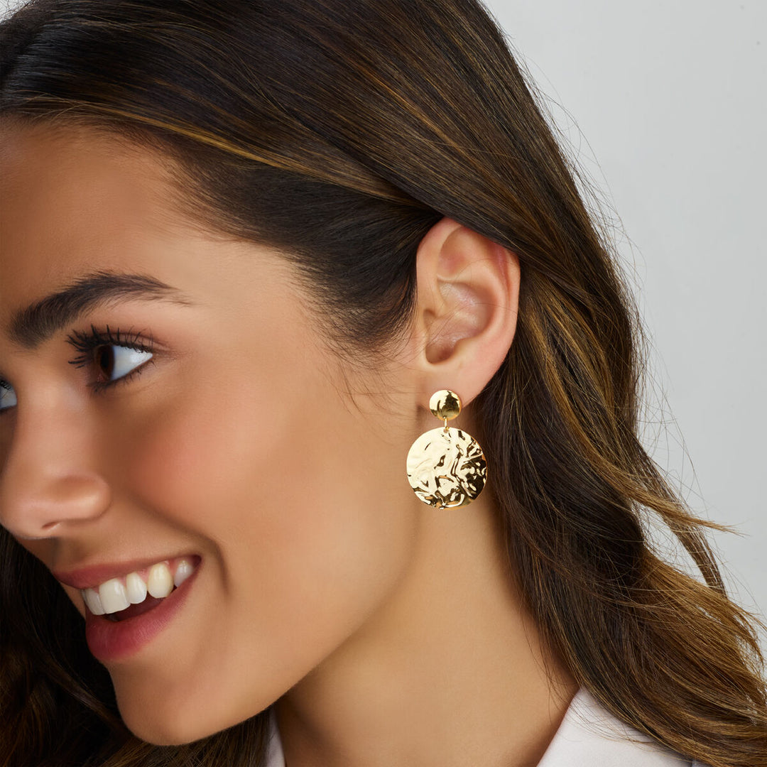 Ohrringe gehämmert Silber vergoldet (gelb)