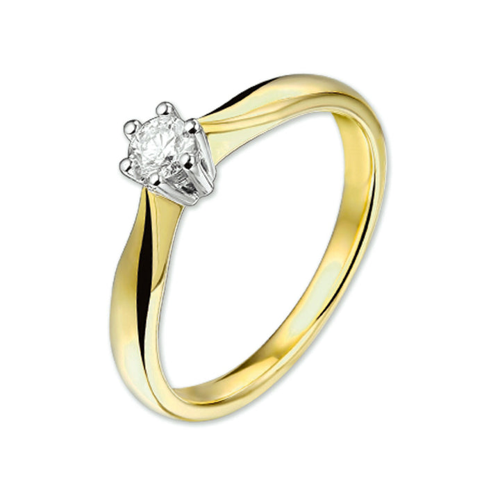 ring diamond 0.20ct h si 14K bicolor gold yellow/white