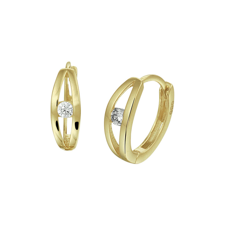 drop earrings zirconia 14K yellow gold