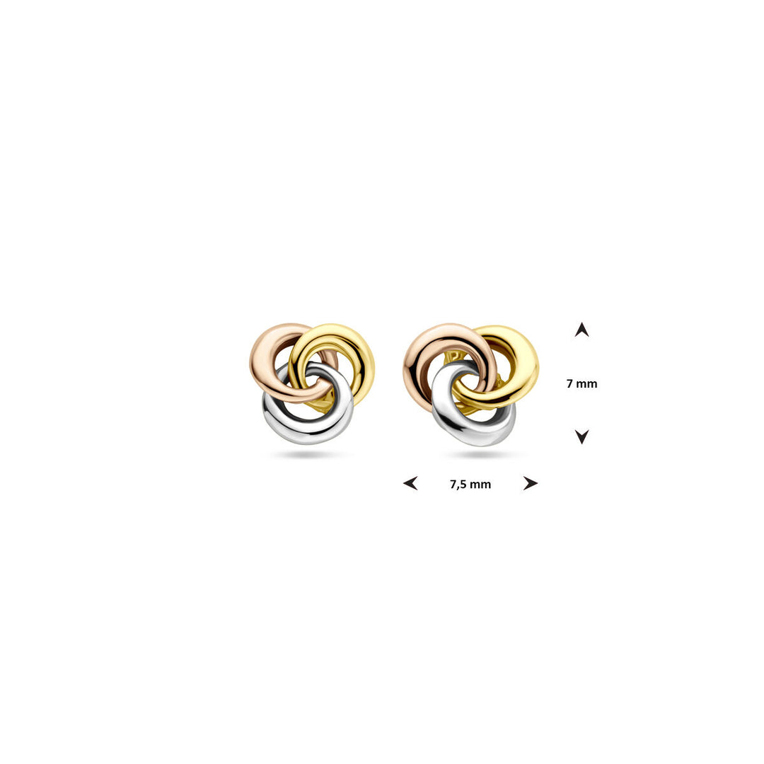 oorknoppen 7 mm 14K tricolor goud