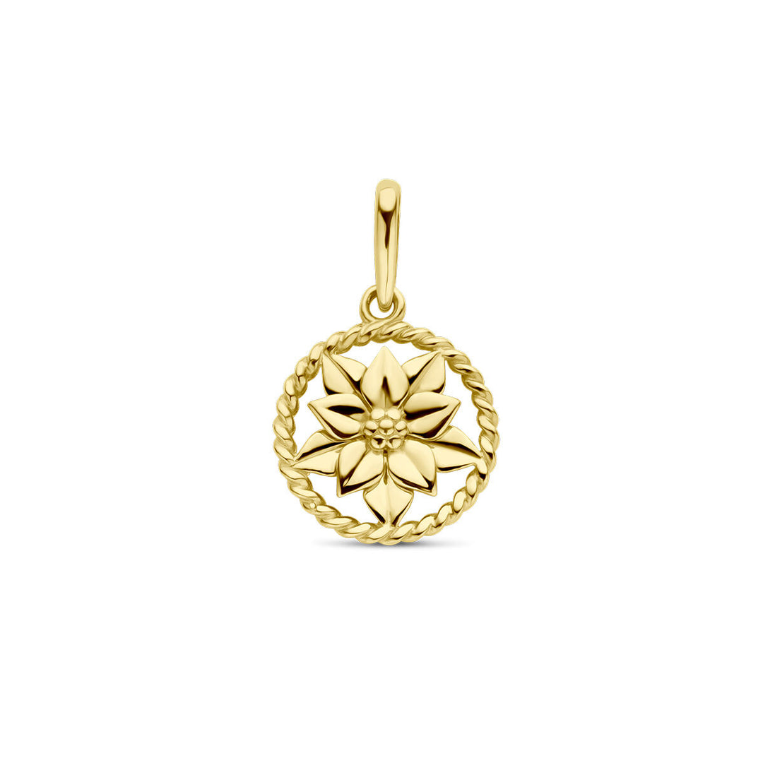 pendant with birth flower 14K yellow gold