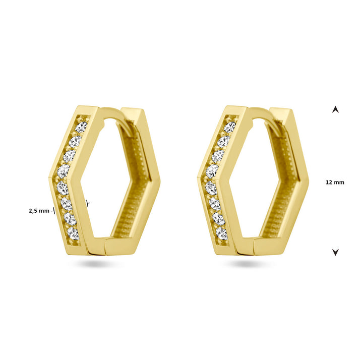 drop earrings zirconia 14K yellow gold