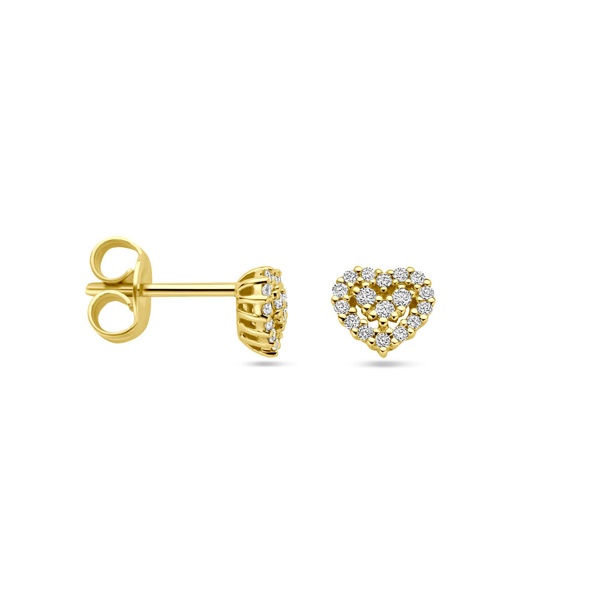oorknoppen hartje diamant 0.16ct (2x 0.08ct) h si 14K geelgoud