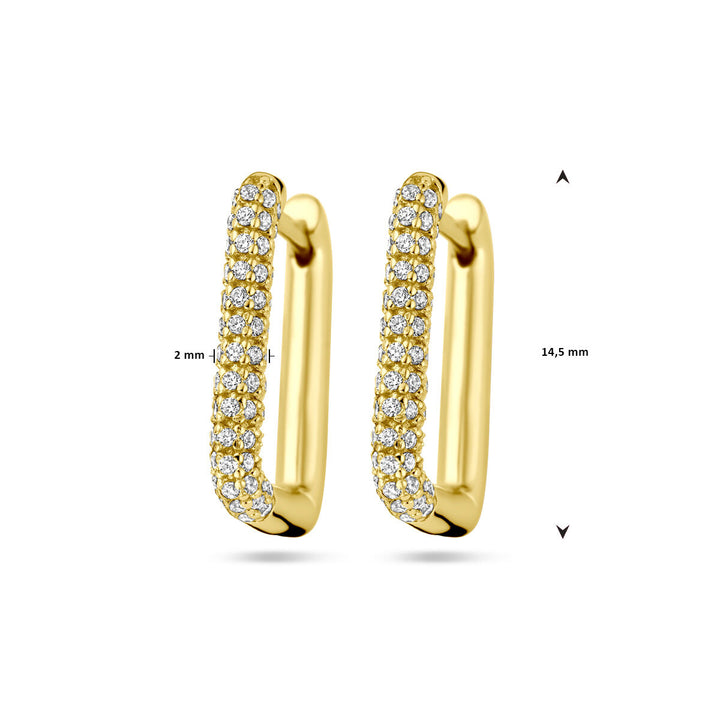 klapoorringen zirkonia 1 micron zilver verguld (geel)