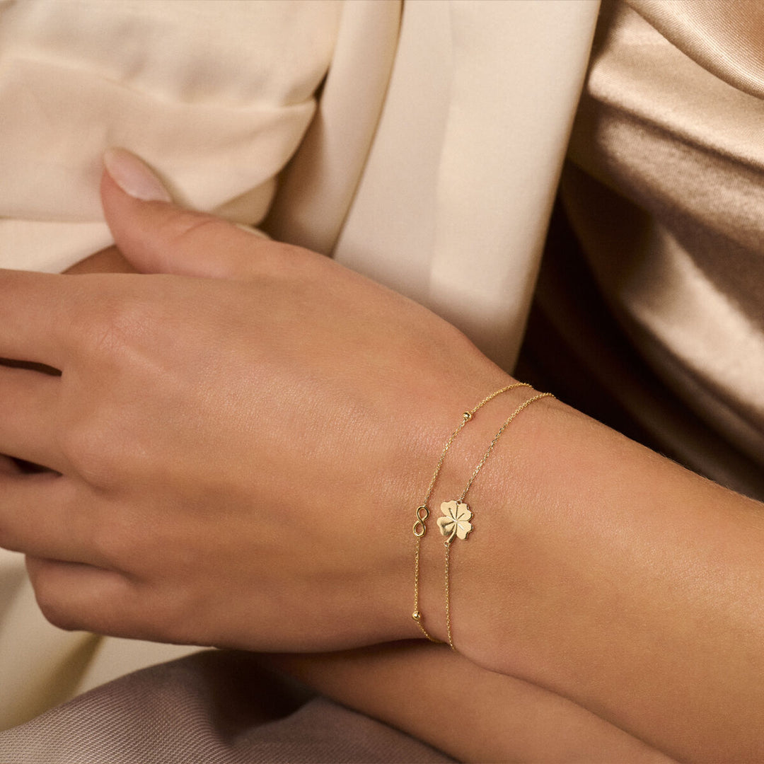 Gold bracelet ladies clover 14K