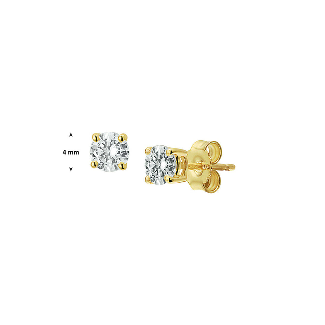 oorknoppen zirkonia 14K geelgoud