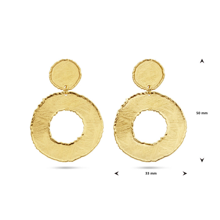 oorhangers gescratcht cirkels 50 mm zilver verguld (geel)